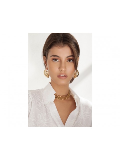 MÉRBABE Andre' Mesh Choker Necklace 24K Gold Plated Steel Κολιέ από 24K Επιχρυσωμένο Ατσάλι