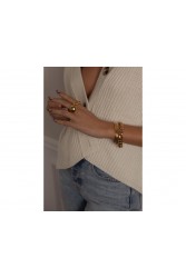 MÉRBABE Carla Cuff Bracelet 24K Gold Plated Steel Βραχιόλι από 24K Επιχρυσωμένο Ατσάλι