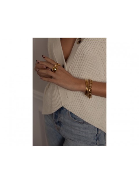 MÉRBABE Carla Cuff Bracelet 24K Gold Plated Steel Βραχιόλι από 24K Επιχρυσωμένο Ατσάλι