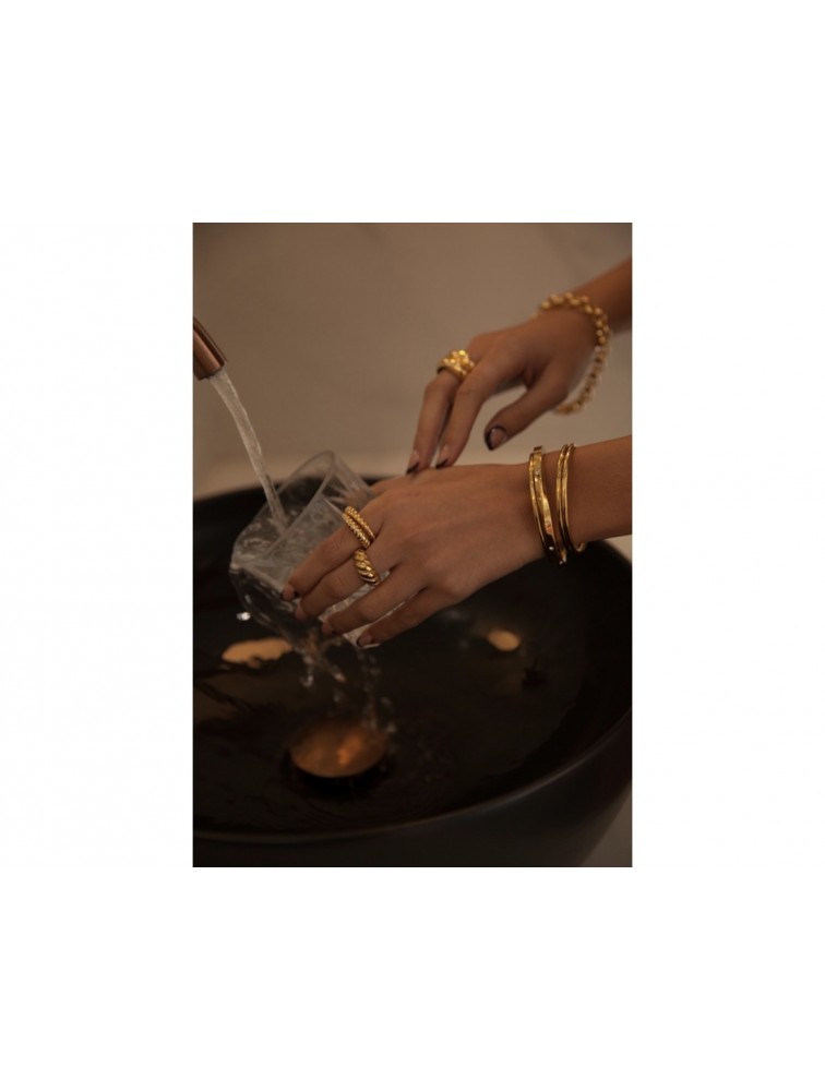 MÉRBABE Carla Cuff Bracelet 24K Gold Plated Steel Βραχιόλι από 24K Επιχρυσωμένο Ατσάλι