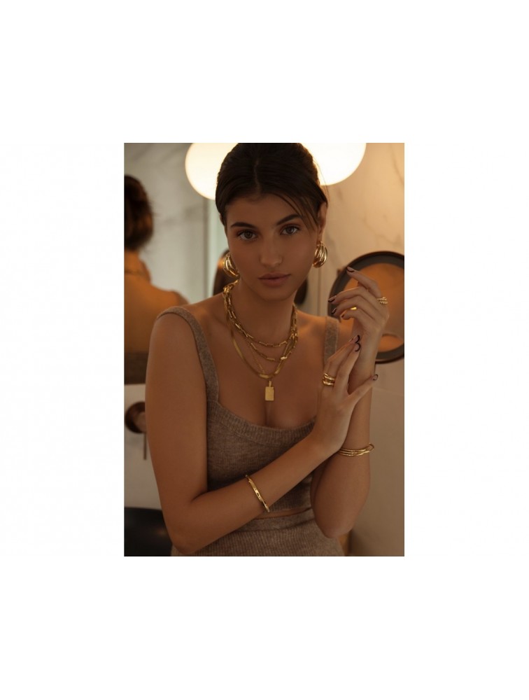 MÉRBABE Carla Cuff Bracelet 24K Gold Plated Steel Βραχιόλι από 24K Επιχρυσωμένο Ατσάλι
