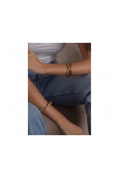 MÉRBABE Carla Cuff Bracelet 24K Gold Plated Steel Βραχιόλι από 24K Επιχρυσωμένο Ατσάλι