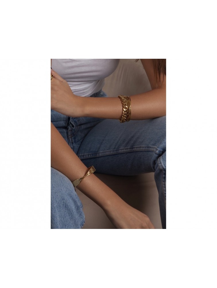 MÉRBABE Carla Cuff Bracelet 24K Gold Plated Steel Βραχιόλι από 24K Επιχρυσωμένο Ατσάλι