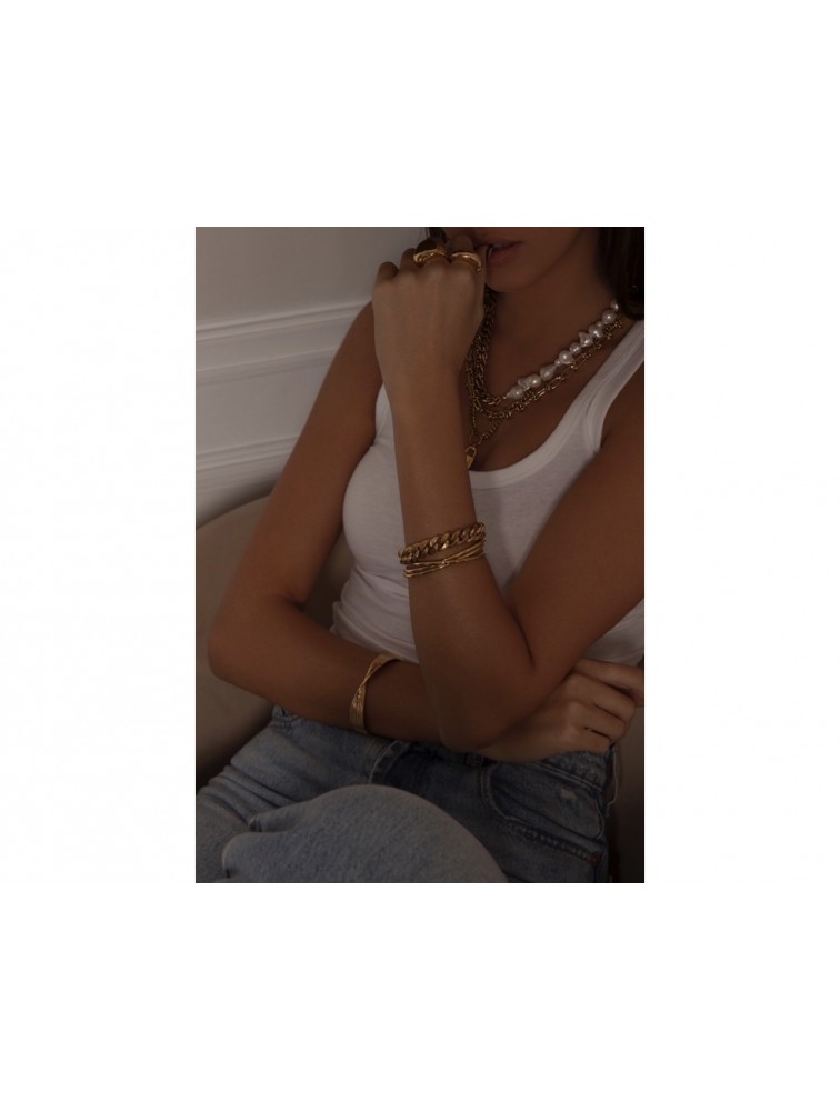 MÉRBABE Carla Cuff Bracelet 24K Gold Plated Steel Βραχιόλι από 24K Επιχρυσωμένο Ατσάλι