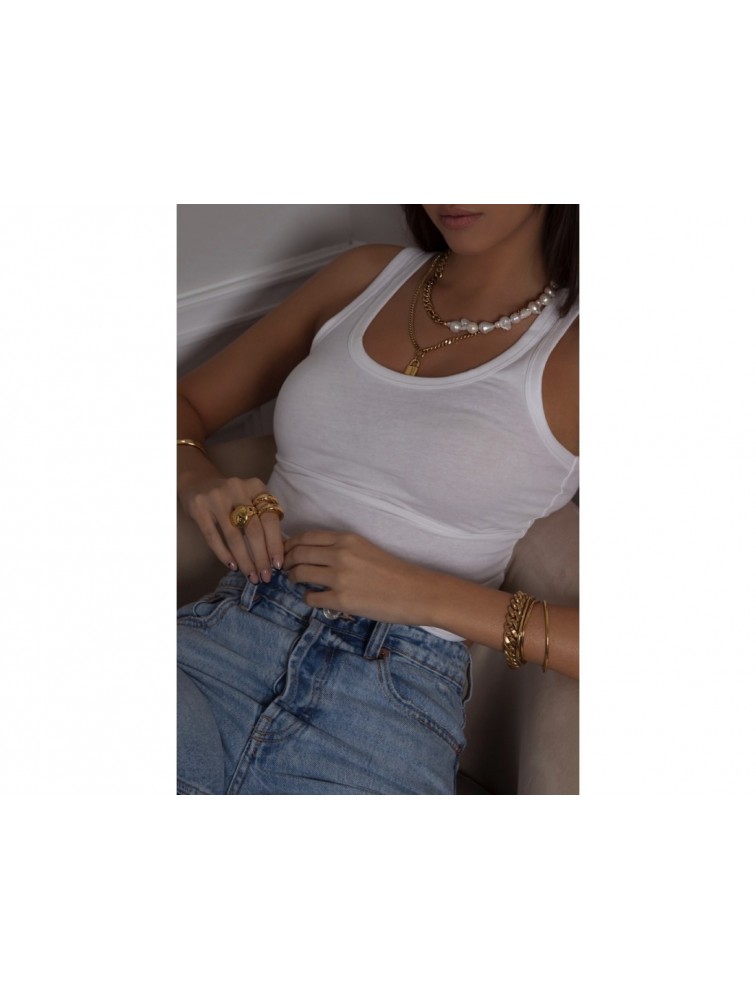 MÉRBABE Carla Cuff Bracelet 24K Gold Plated Steel Βραχιόλι από 24K Επιχρυσωμένο Ατσάλι