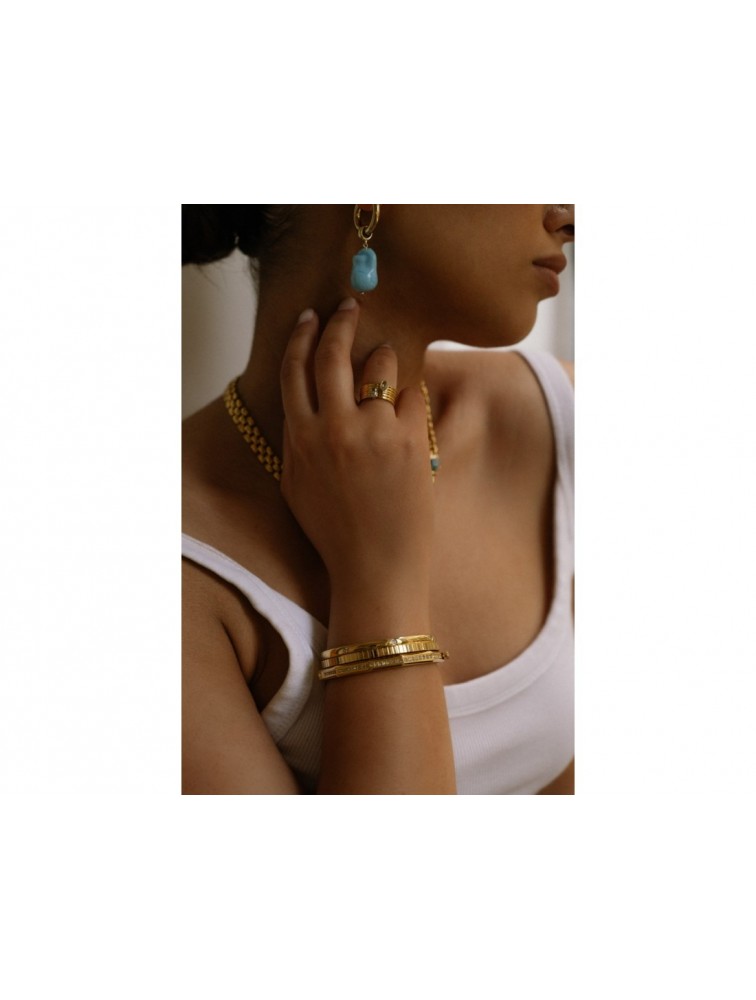 MÉRBABE Colin Bangle Bracelet 24K Gold Plated Steel Βραχιόλι από 24K Επιχρυσωμένο Ατσάλι