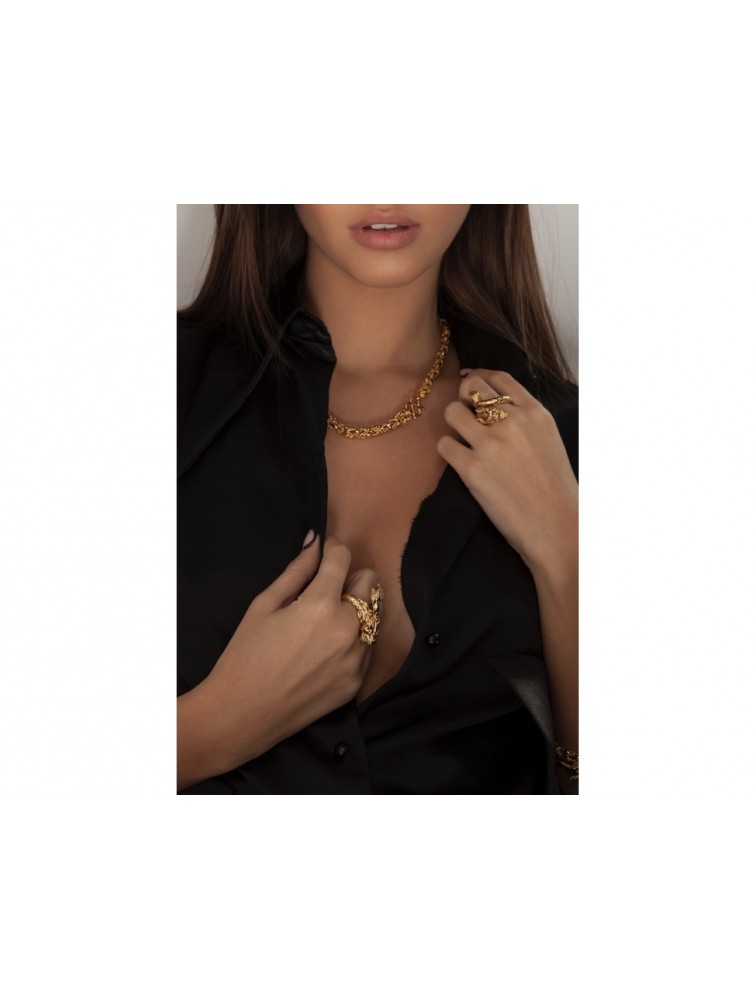 MÉRBABE Dalinda Dragon Ring 24K Premium Gold Plated Stainless Steel 24K Δαχτυλίδι από Επιχρυσωμένο Ατσάλι σε Σχήμα Δράκου