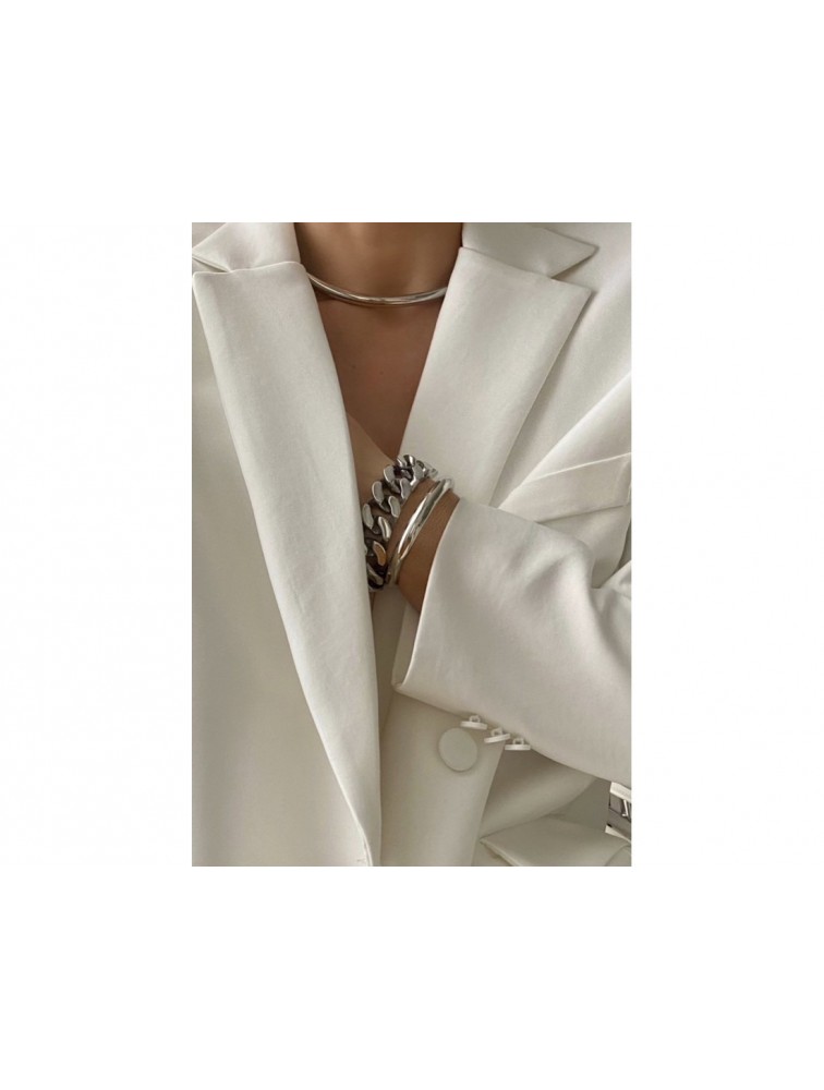MÉRBABE Jayda Silver Cuff Bracelet Ασημί Βραχιόλι από Επαργυρωμένο Ατσάλι