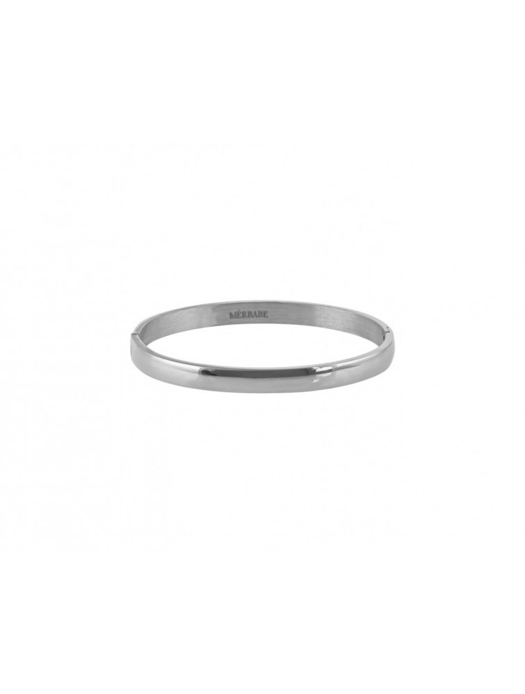 MÉRBABE Joan Silver Medium Bangle Bracelet Ασημί Βραχιόλι από Premium Επαργυρωμένο Ατσάλι