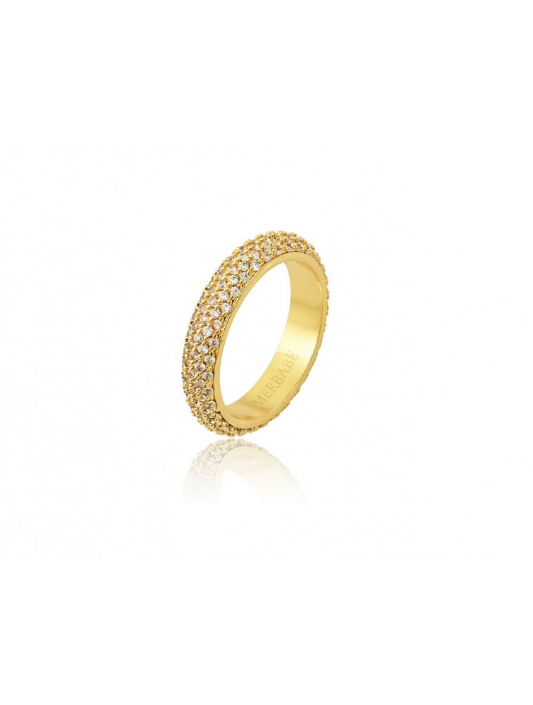 MÉRBABE Rami Ring 24K Gold Premium Gold Plated Steel Ring with Zirconia
