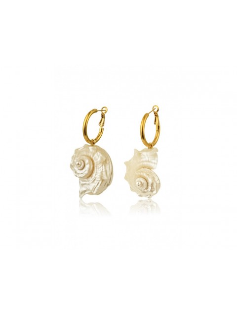 MÉRBABE Sardinia Earrings 24K Gold Plated Stainless Steel 24K Επίχρυσωμένα Ατσάλινα Σκουλαρίκια με Κοχύλια