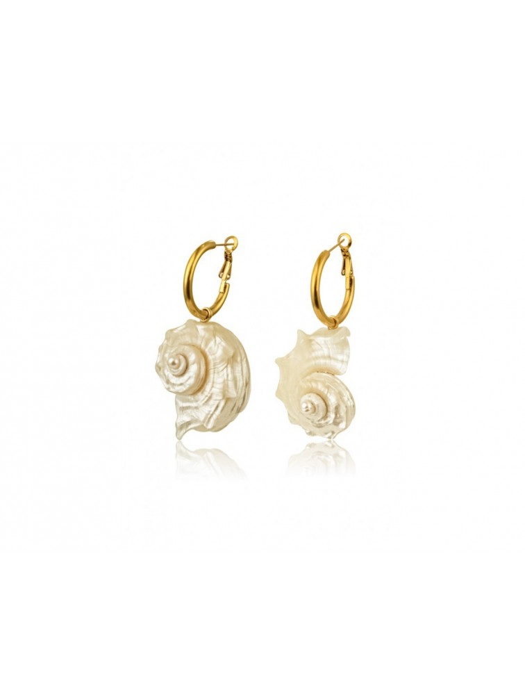 MÉRBABE Sardinia Earrings 24K Gold Plated Stainless Steel 24K Επίχρυσωμένα Ατσάλινα Σκουλαρίκια με Κοχύλια