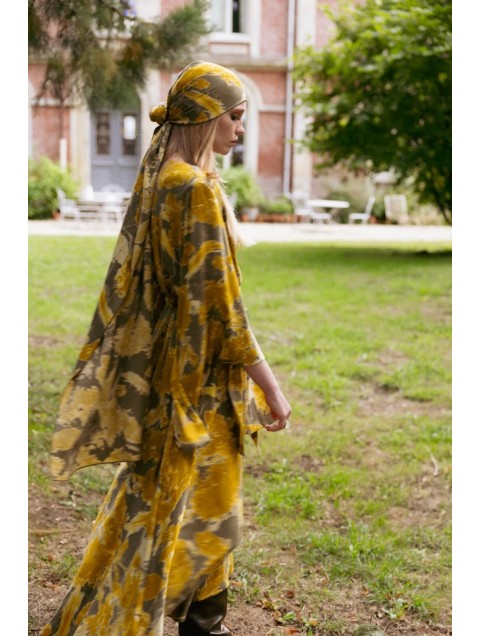 NIDODILEDA Verity Shawl Printed Mustard Φλοράλ Κίτρινο Σάλι