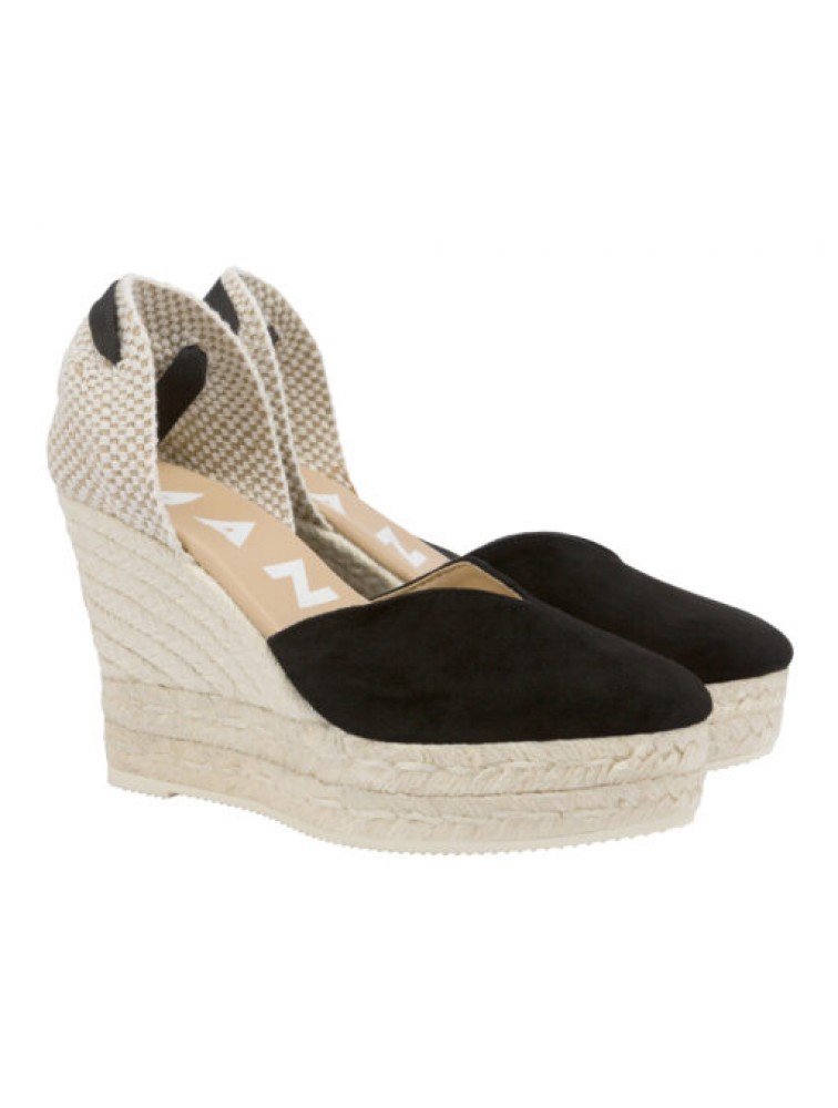 MANEBÌ Heart-Shaped Women's Wedges Sandals - Hamptons - Black