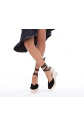 MANEBÌ Heart-Shaped Women's Wedges Sandals - Hamptons - Black