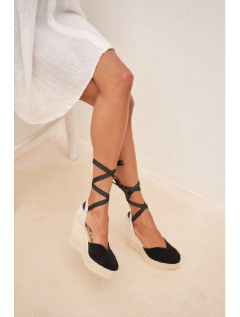 MANEBÌ Heart-Shaped Women's Wedges Sandals - Hamptons - Black
