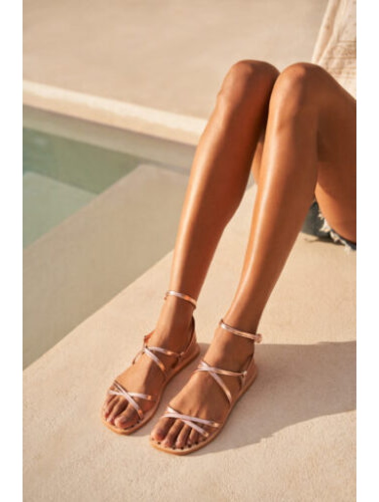MANEBÌ Leather women's sandals - Hollywood - Rose Gold