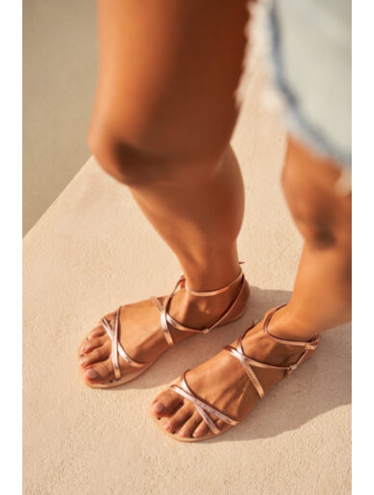 MANEBÌ Leather women's sandals - Hollywood - Rose Gold