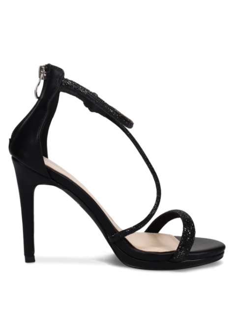 MIGATO Black women's sandals with rhinestones