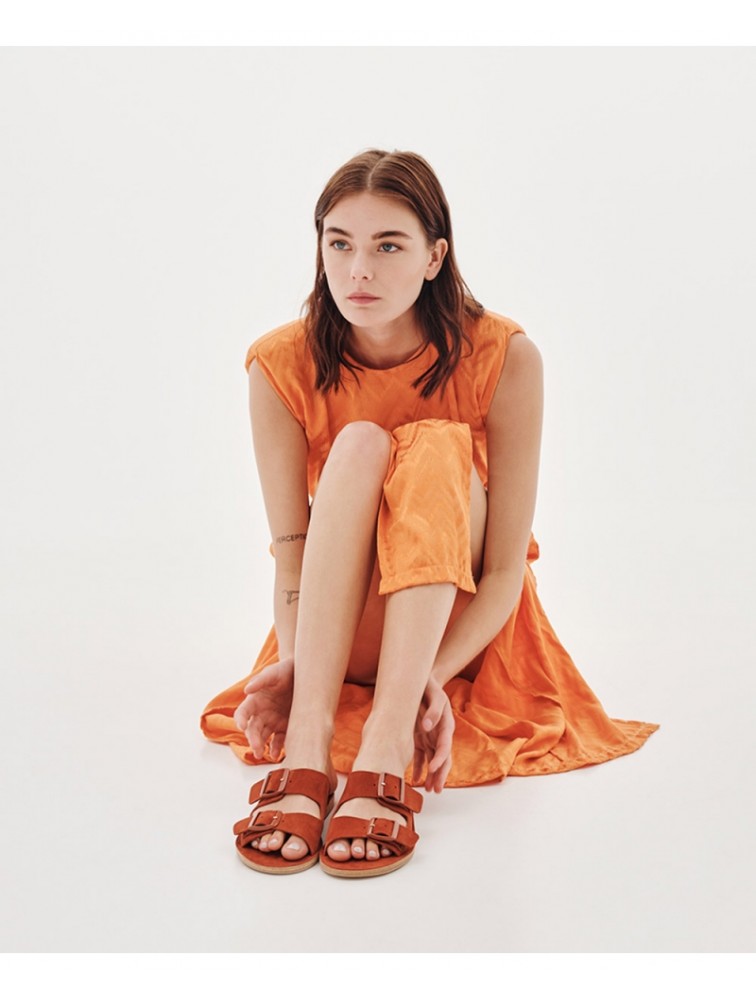 'ESIOT Buckle | APERI Terracotta monochrome flat women's slides