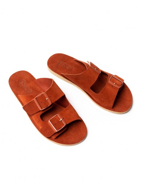'ESIOT Buckle | APERI Terracotta monochrome flat women's slides 'ESIOT Buckle | APERI Terracotta monochrome flat women's slides
