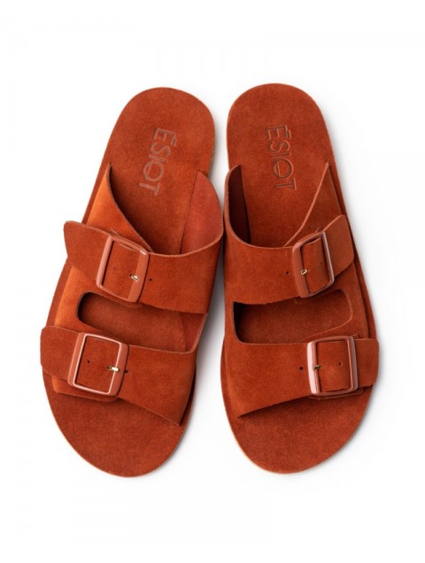 'ESIOT Buckle | APERI Terracotta monochrome flat women's slides 'ESIOT Buckle | APERI Terracotta monochrome flat women's slides