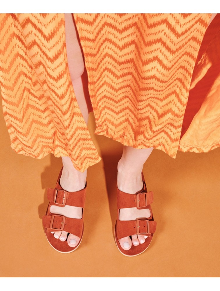 'ESIOT Buckle | APERI Terracotta monochrome flat women's slides